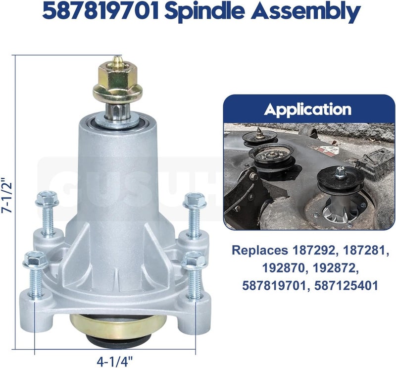 GUSUHAWK 2 Pack 587819701 Spindle Assembly Kit with 153535 Pulley Replace Craftsman 587819701 Mandrel Assembly 187281 187280, Husqvarna 587125401 587820301 532187281 Spindle Assembly 532173436 - Image 3